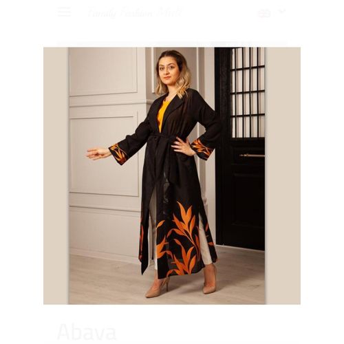 Abaya Long Pour Femme - Noir/Orange