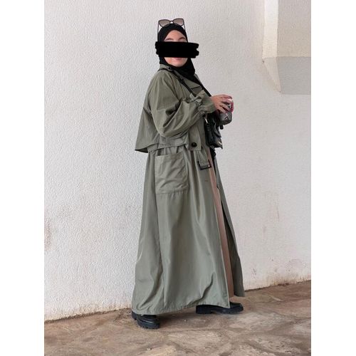 Trench-coat abaya vert