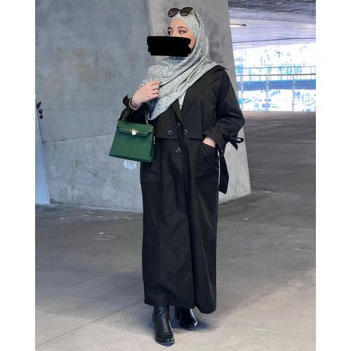 Trench coat abaya noir